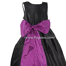 Black and Purple Thistle Silk Flower GIrl Dress