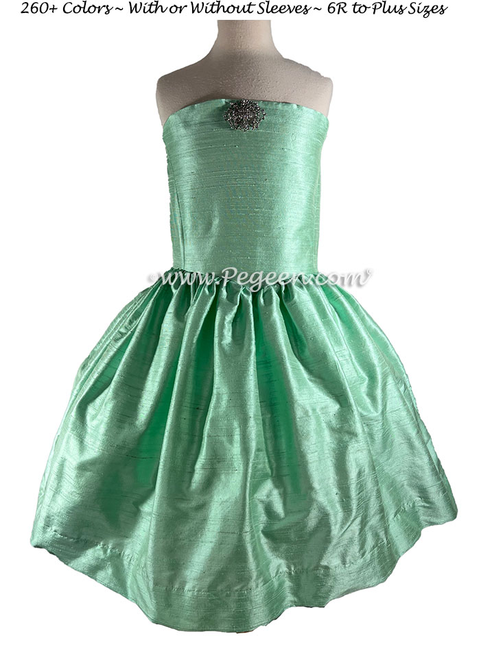 Jr Bridesmaids Dress in Aqualine Silk Style 306