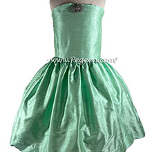 Jr Bridesmaids Dress in Aqualine Silk Style 306