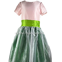 Petal Pink, Apple Green and Parakeet Flower Girl Dress