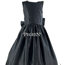 Black Silk Flower Girl Dress