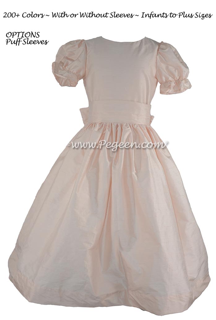 Custom Petal Pink Flower Girl Dress & Cinderella Bow