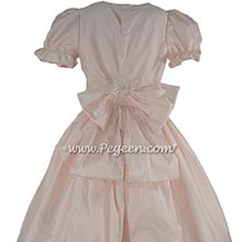Petal Pink silk dress with puff sleeves