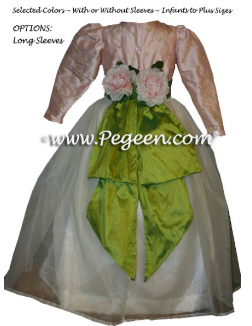 Rosebud Pink embroidered Custom Flower Girl Dresses Style 313