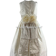 Ivory and toffee flower girl dress