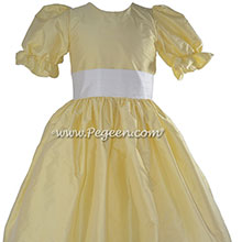 Lemon Yellow and Antique White Silk Nutcracker Dress