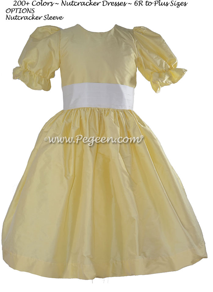 Lemon Yellow and Antique White Silk Nutcracker Dress 