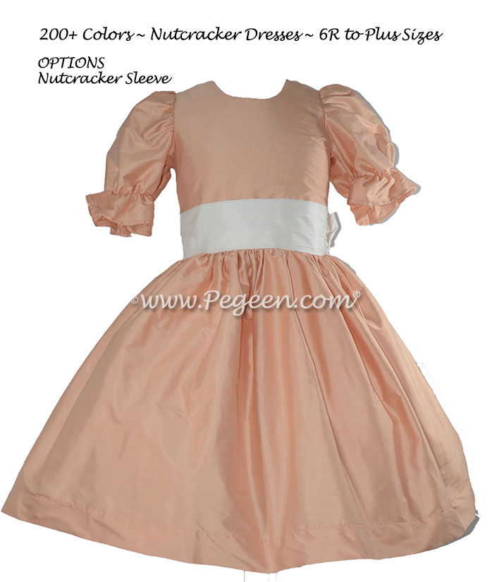 Nectar Peach and Antique White Silk Nutcracker Dress