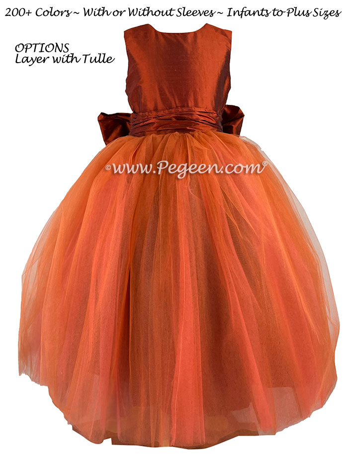 Mountain Fall silk and tulle flower girl dress