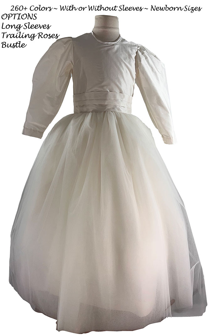 Long Sleeve White Flower Girl Dress with Flower Trim