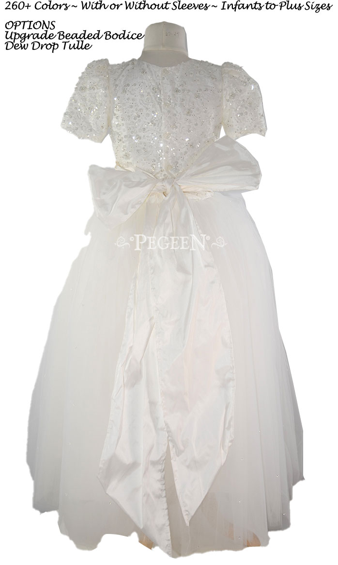 Beaded, Rhinestone, Crystal and Sequin Netting Communion Dress