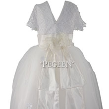 White Silk Flower Girl Style 414