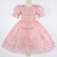 Style 934 Forest Green Silk, Lace and Tulle Bat Mitzvah Dress Blush pink tulle and beading trimmed flower girl dress Style 426