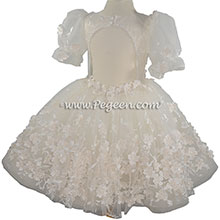 Style 426 Champagne 3-D Floral Embroidered Flower Girl Dress