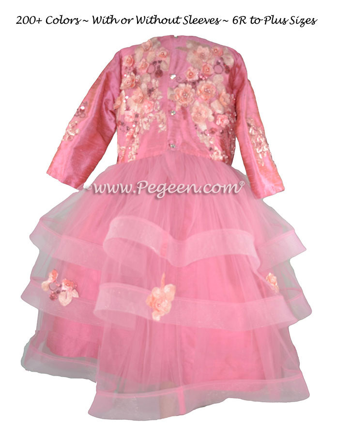 Fluffy Tulle Silk Bat Mitzvah Dress Style 435 in Watermelon