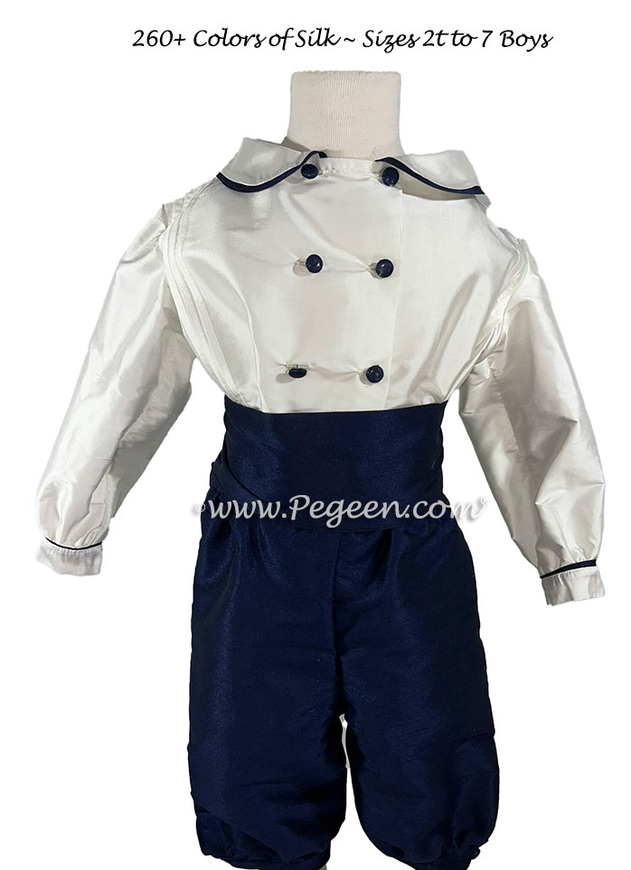 Navy and White French Style Ring Bearer Suit