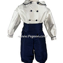 Style 513 Ringbearer Suit in Navy and White Silk