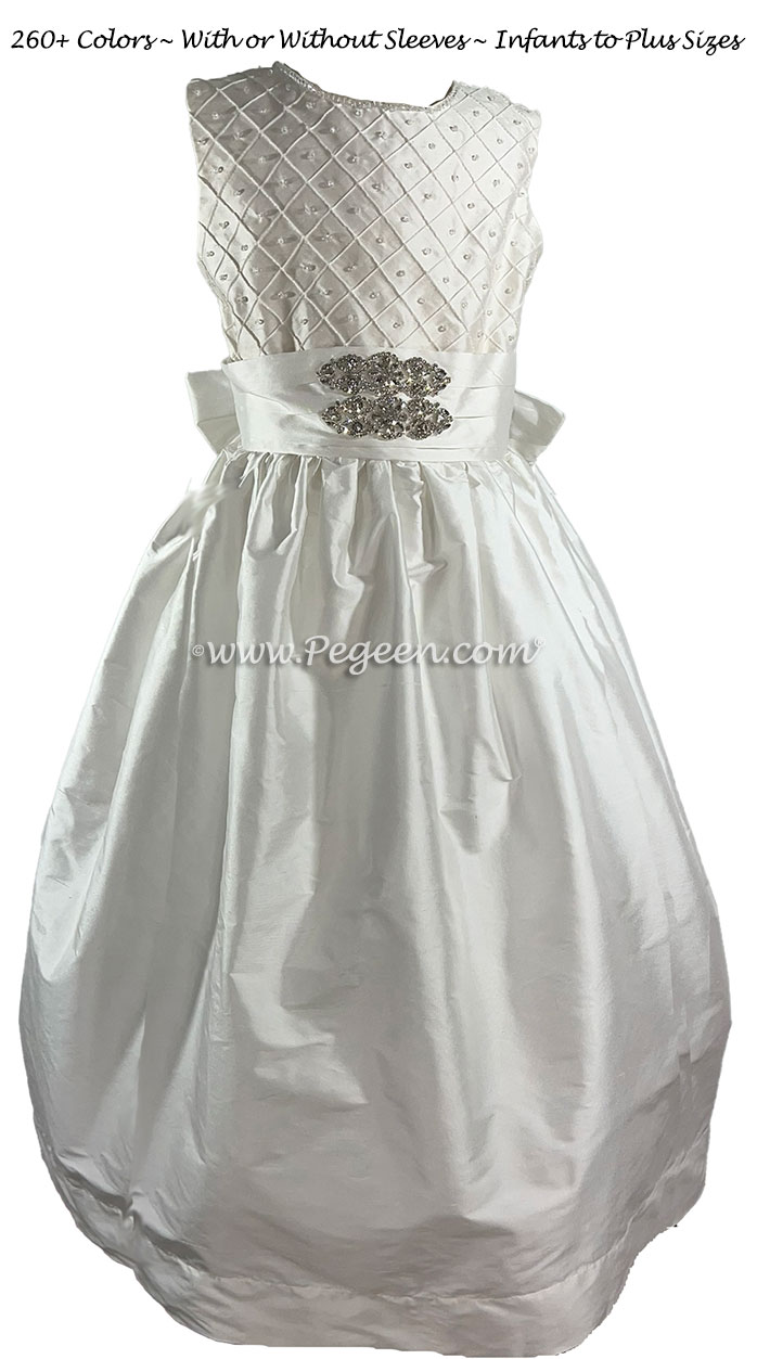 Style 983 Communion Dress with Crystals and Pin Tucks