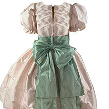 Nutcracker Dress in Champagne Pink With Seaside Green Sash