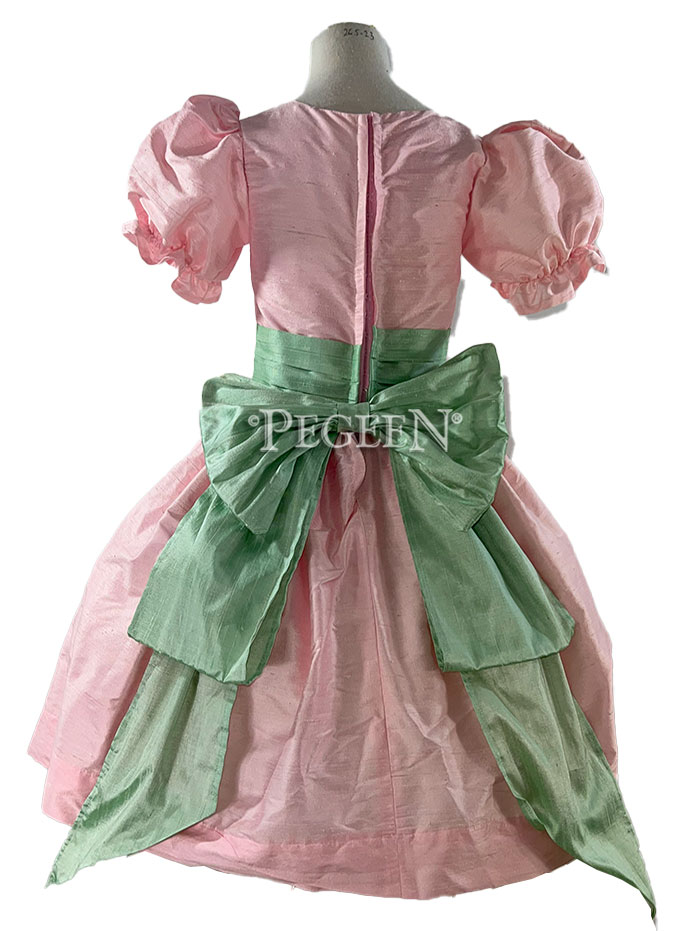 701 Hibiscus Pink and Seaside Green Silk Sash