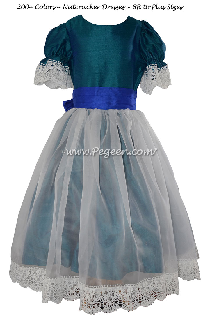 Peacock Blue and Blue Indigo Party Scene Dress for The Nutcracker