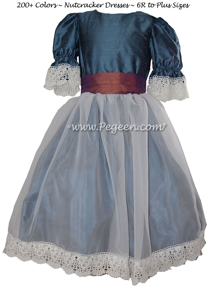 Blue Spuce and Raisin Silk Nutcracker Dress 