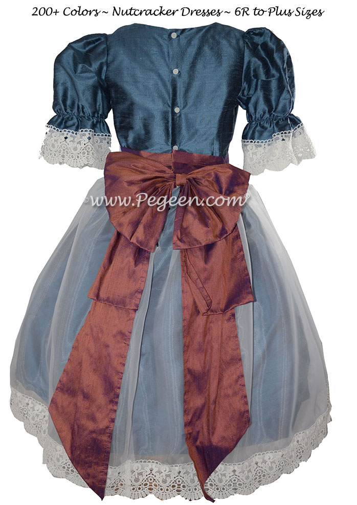 Blue Spuce and Raisin Silk Nutcracker Dress 