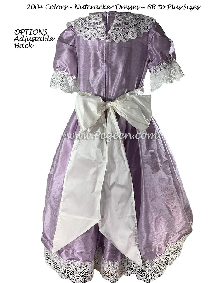 Light Orchid and Antique White Silk Nutcracker Dress for the Party Scene
