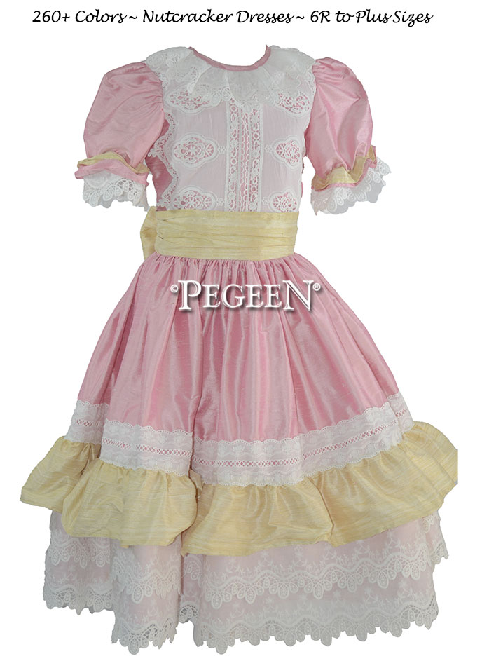 Crystal Pink and Veloute Yellow Clara Nutcracker Party Scene Dress Style 723 by Pegeen