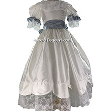 White and Powder Blue Silk Nutcracker Dress Style 724