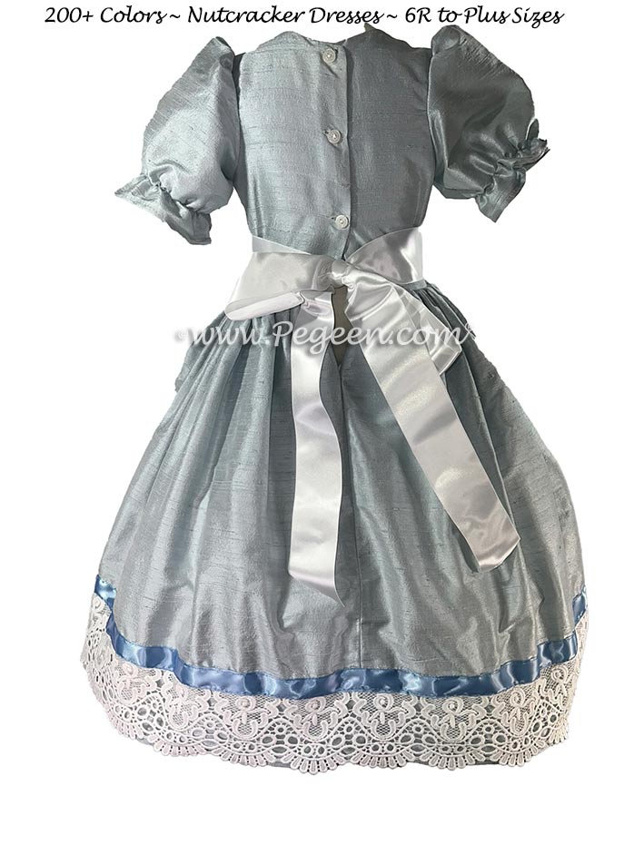 Cloud Blue and Lace Silk Nutcracker Dress for the Party Scene