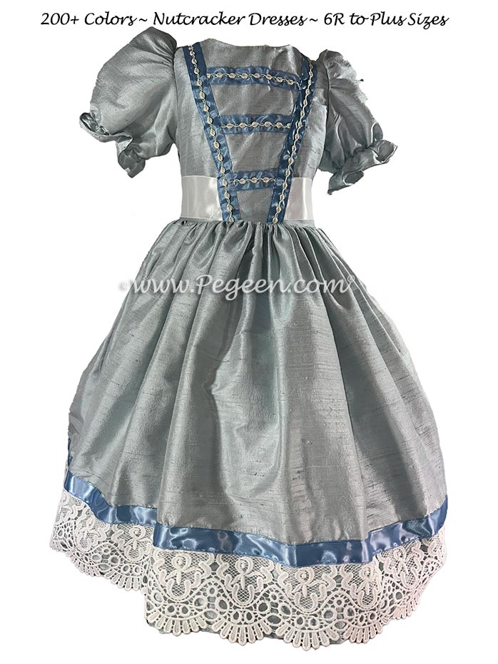 Cloud Blue and Lace Silk Nutcracker Dress for the Party Scene