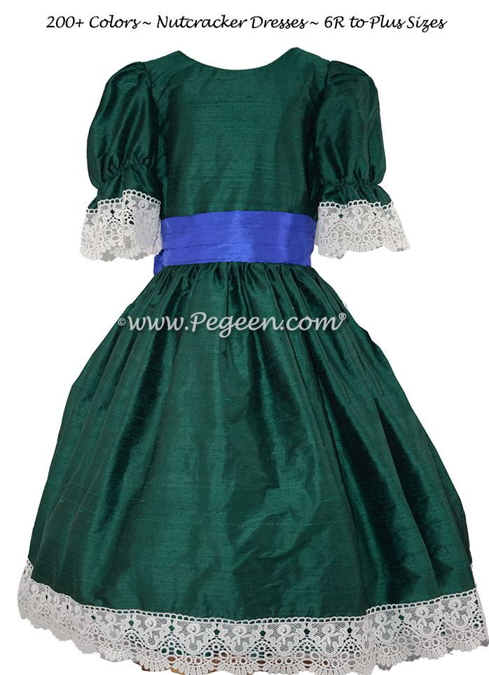 Forest Green and Indigo Silk Nutcracker Dress