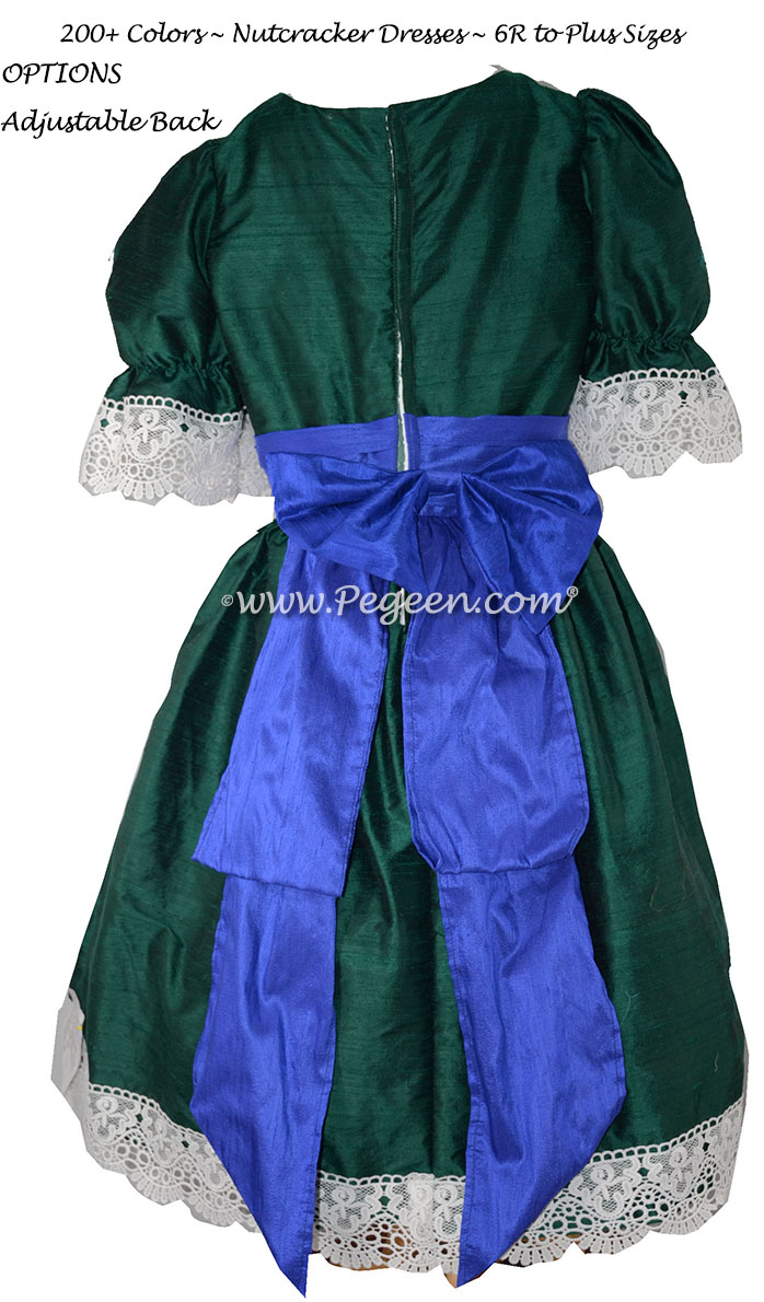 Forest Green and Indigo Silk Nutcracker Dress