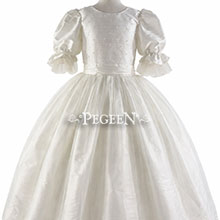 Tiffany blue silk charmeuse nightgown for Clara White Silk and Swarovski Crystals Silk Communion Dress