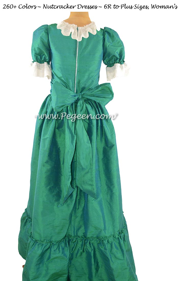 Holiday Green Women's Silk Nutcracker Dress for the Party Scene
