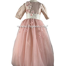 Blush tulle flower girl dress with petals