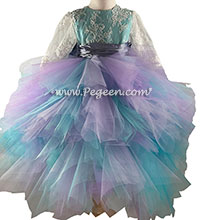 Custom Lavender & Aqua Tulle Flower Girl Dress