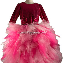 Style 933 Bat Mitzvah Dress with Raspberry Sequin Top