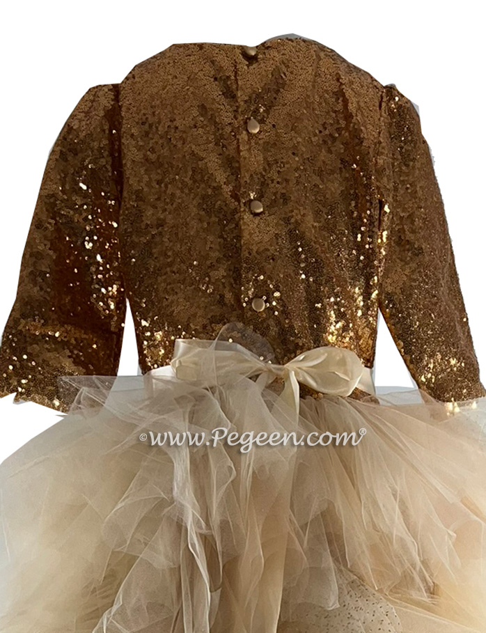 Gold Sequinned Bat Mitzvah or Jr Bridesmaids Dress