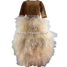 Gold Sequinned Bat Mitzvah or Jr Bridesmaids Dress