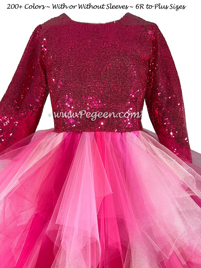 Hot pink Bat MItzvah Dress with Sequins