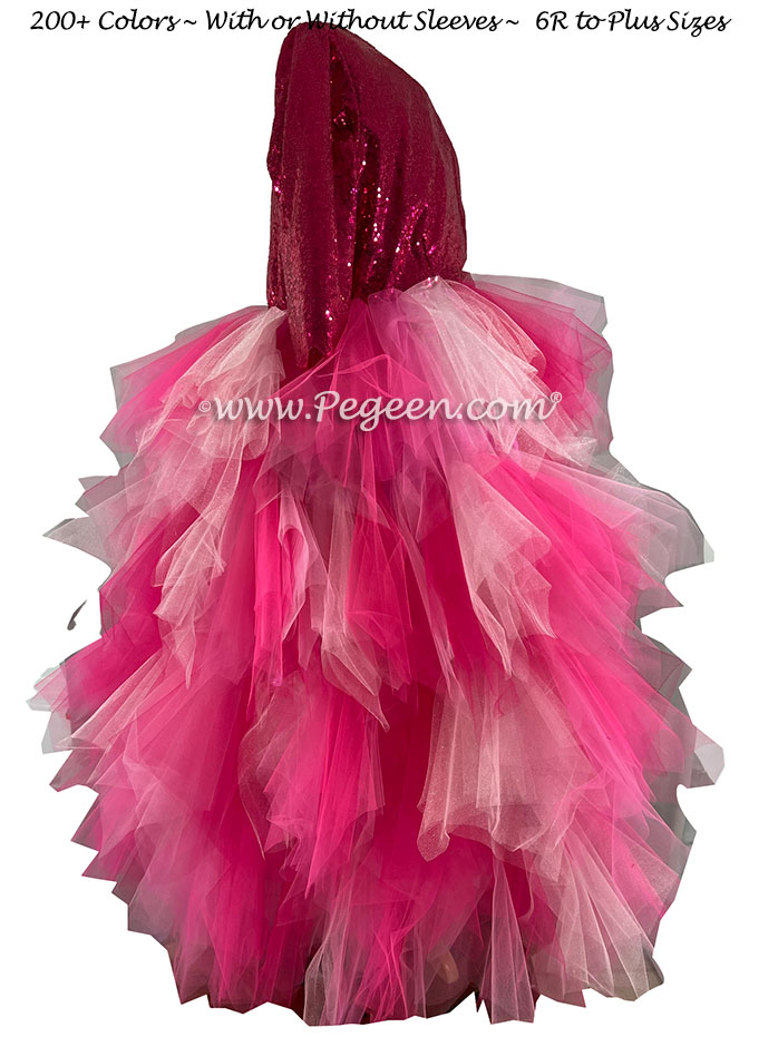 Bat Mitzvah Dress with Raspberry layered tulle 