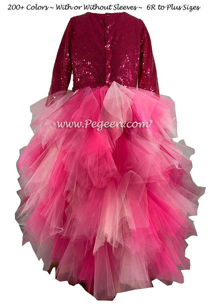 Bat Mitzvah Dress with Raspberry layered tulle 