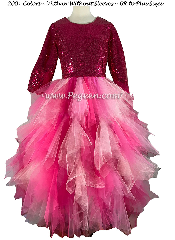 Hot pink Bat MItzvah Dress with Sequins