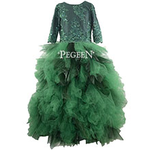 Style 934 Forest Green Silk, Lace and Tulle Bat Mitzvah Dress