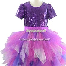 Dark Purple Sequinned Bat Mitzvah or Jr Bridesmaids Dress