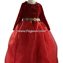 Flower Girl Dress in Red Silk Organza Style 437