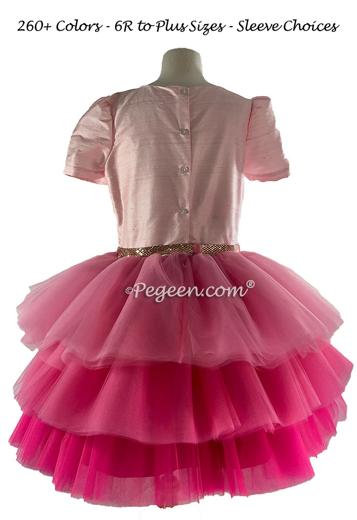 940 Triple Tulle Bat Mitzvah Dress in Hot Pink | Pegeen