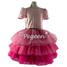 940 Triple Tulle Bat Mitzvah Dress in Hot Pink